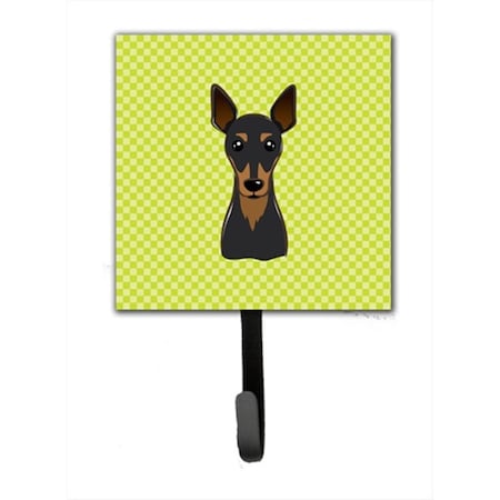 Carolines Treasures Checkerboard Lime Green Min Pin Leash or Key Holder- 4.25 W x 7 H In. BB1302SH4